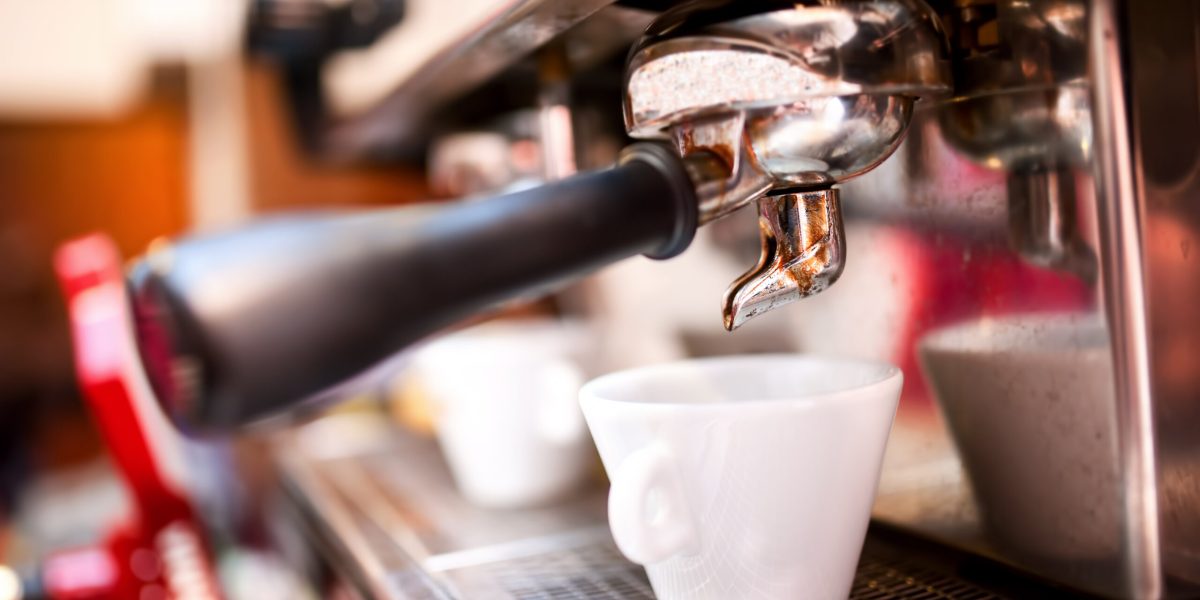 Espresso Maker With Coffee And Cups